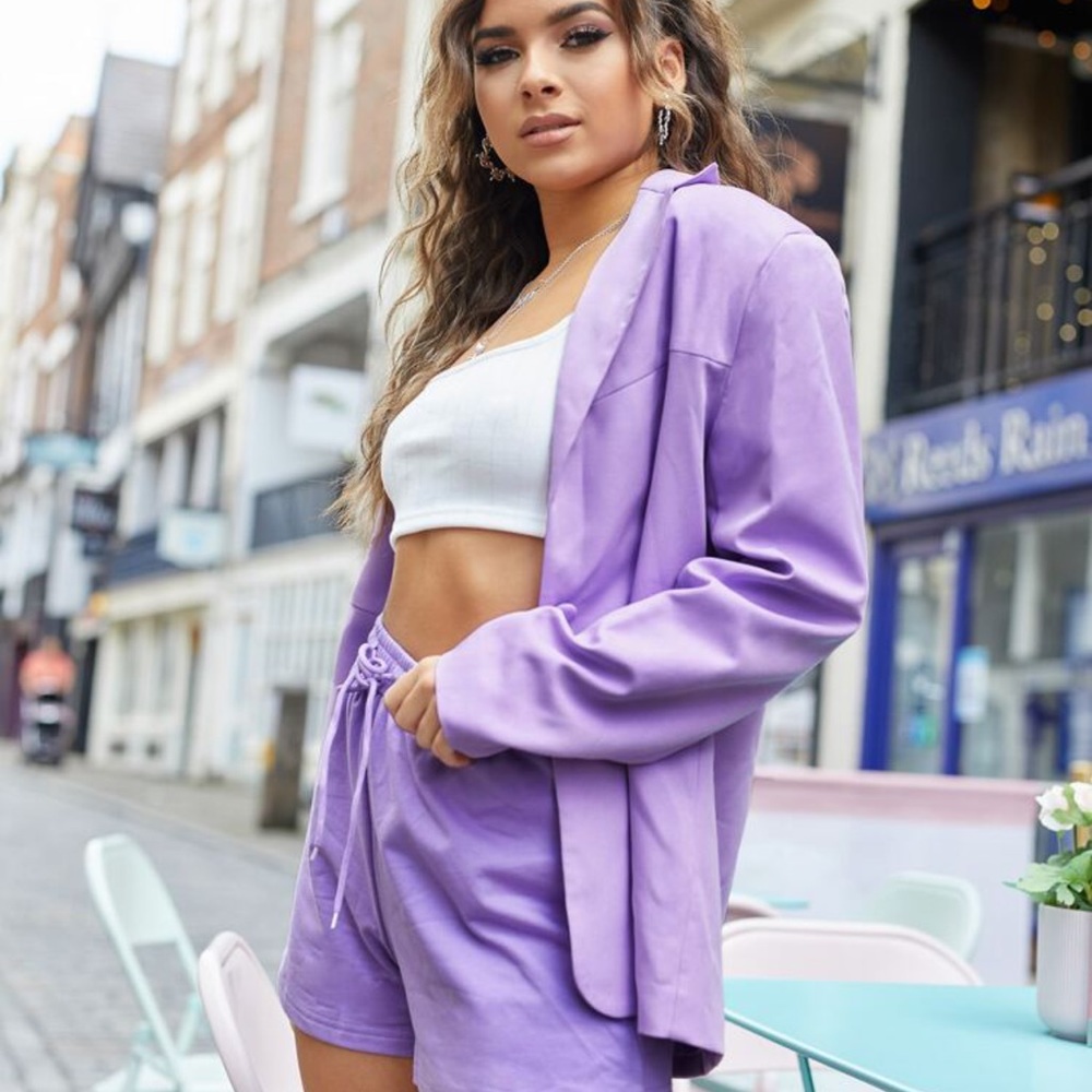 SHEIN Kimberly Loaiza Single Button Solid Blazer